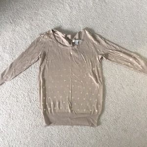 Tan sweater with gold polka dots